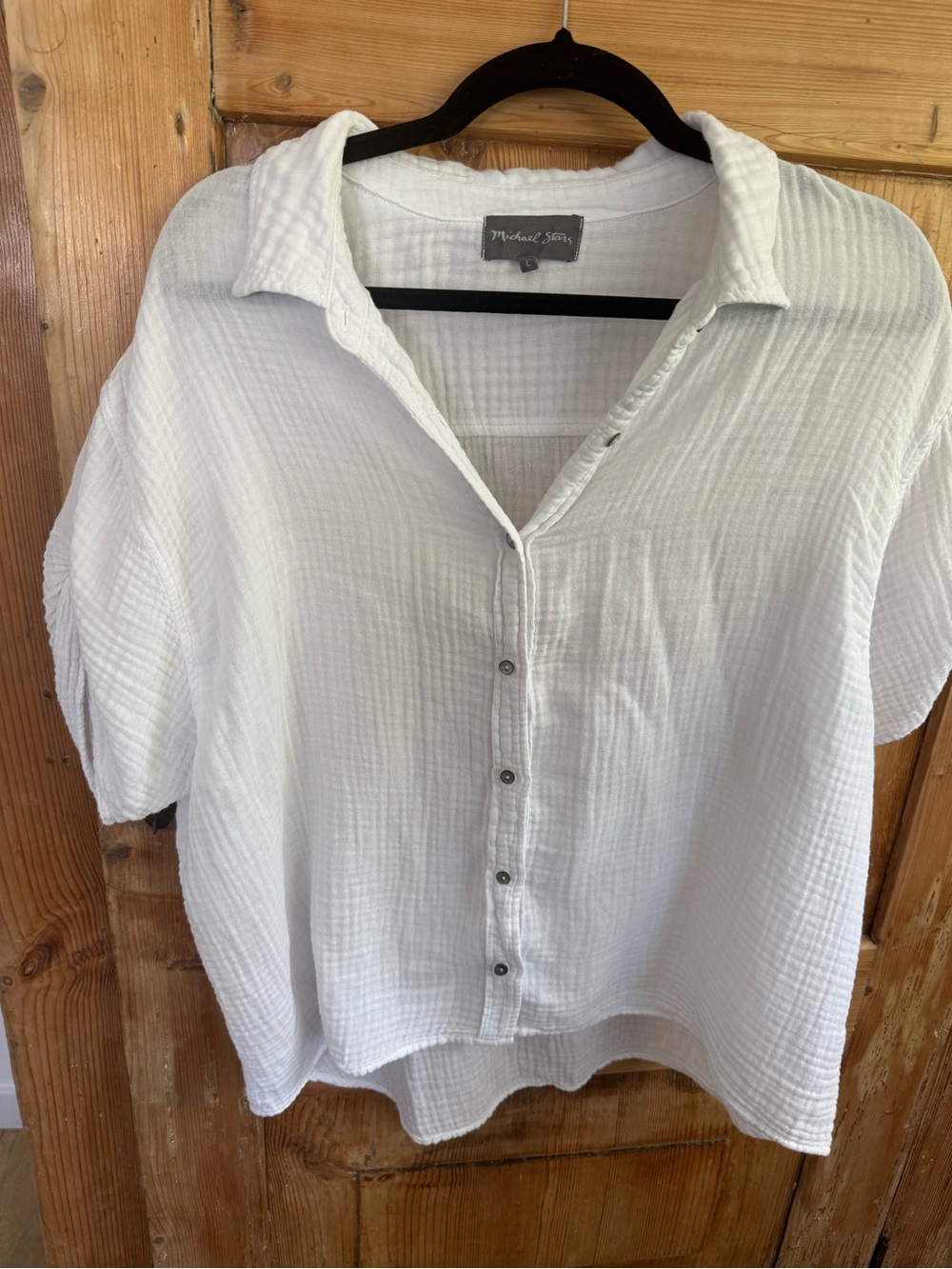 Michael Stars White Gauze Button-Down Shirt